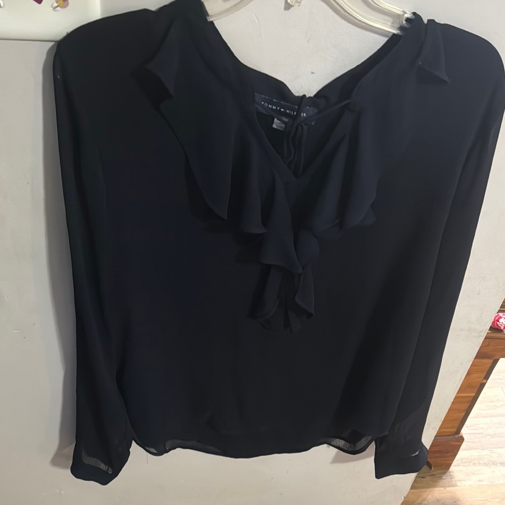 Black Ruffled Blouse